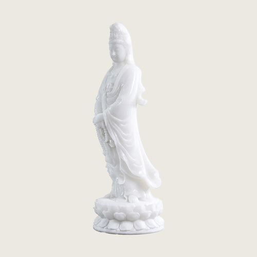 12.0" White Jade Crystal Kwan-Yin Carving  #CTC0026