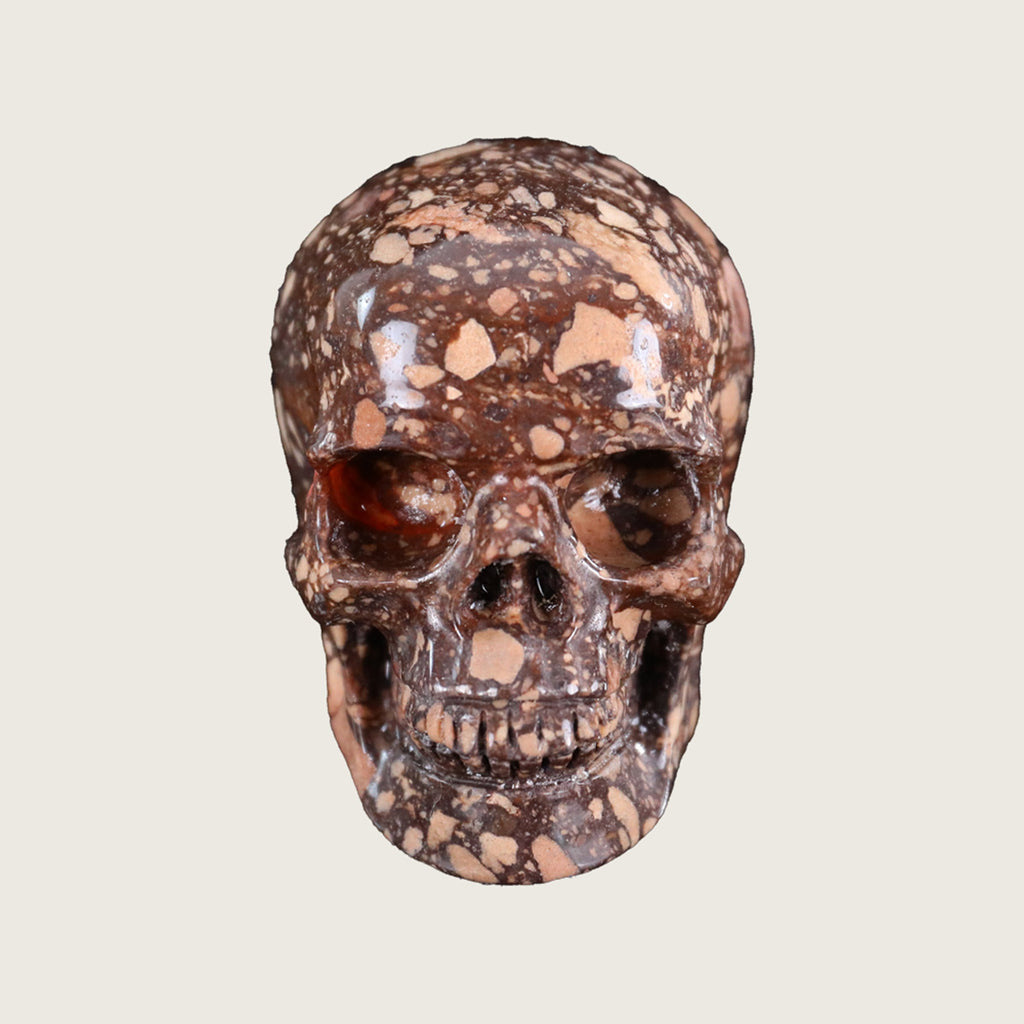 3.0" Coffee Stone Crystal Skull Carving  #SKH30058