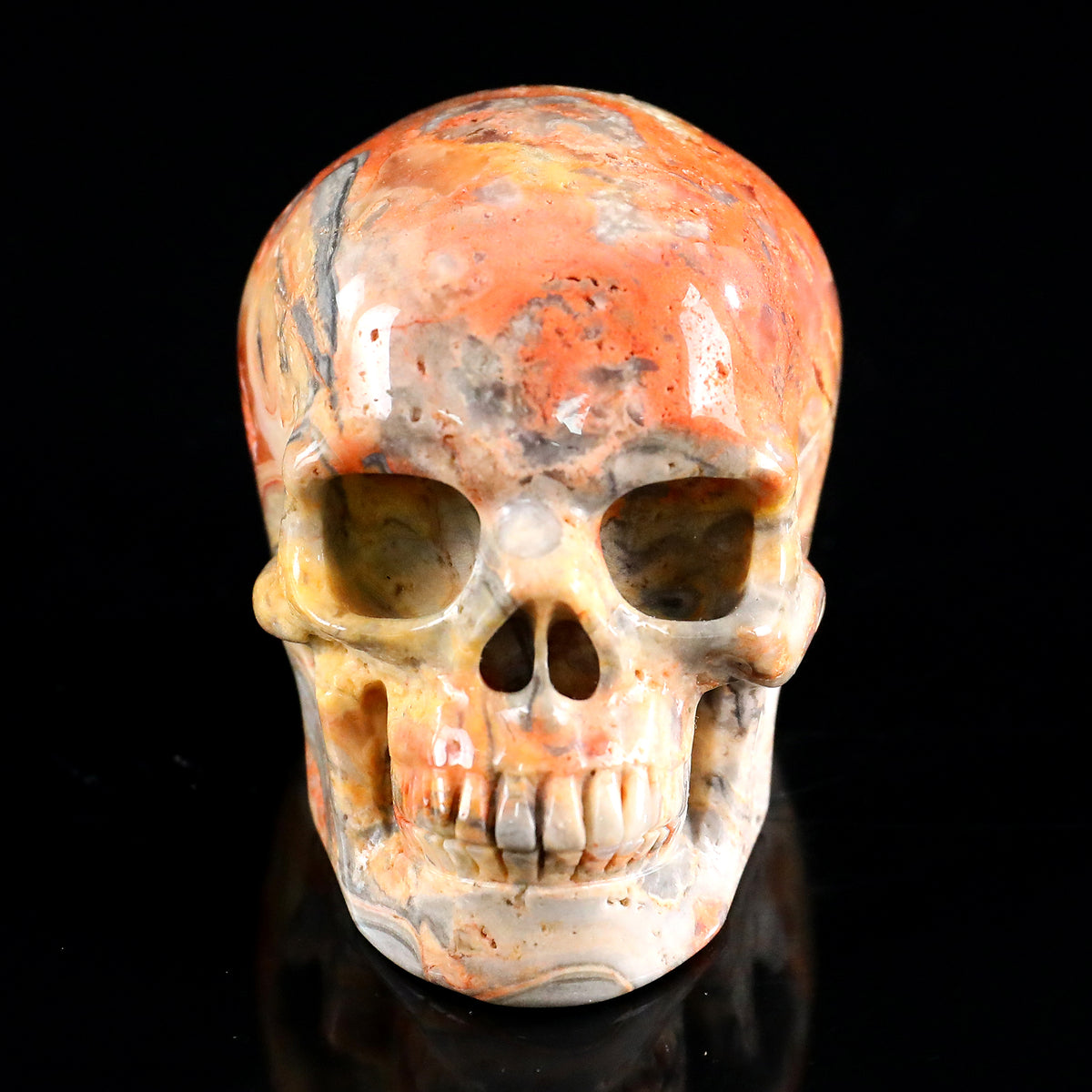 3.0" Crazy Agate Crystal Skull Carving  #SKH30107