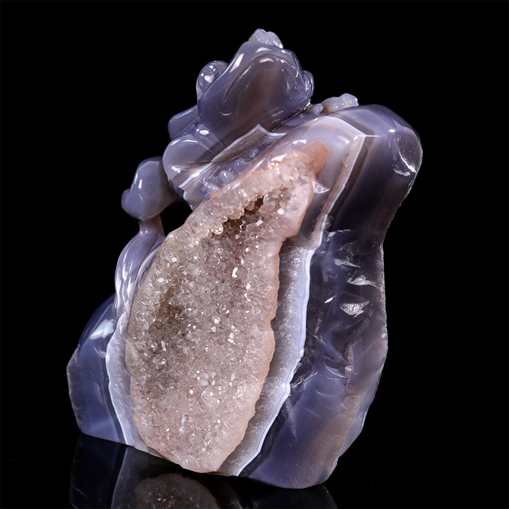 4.2"Quartz Cluster Agate Frog Carving  #GDC0023
