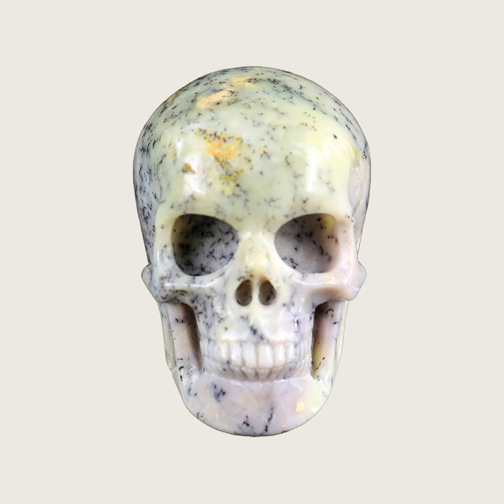 2.2" White Opal Human Skull Carving  #SKH22006