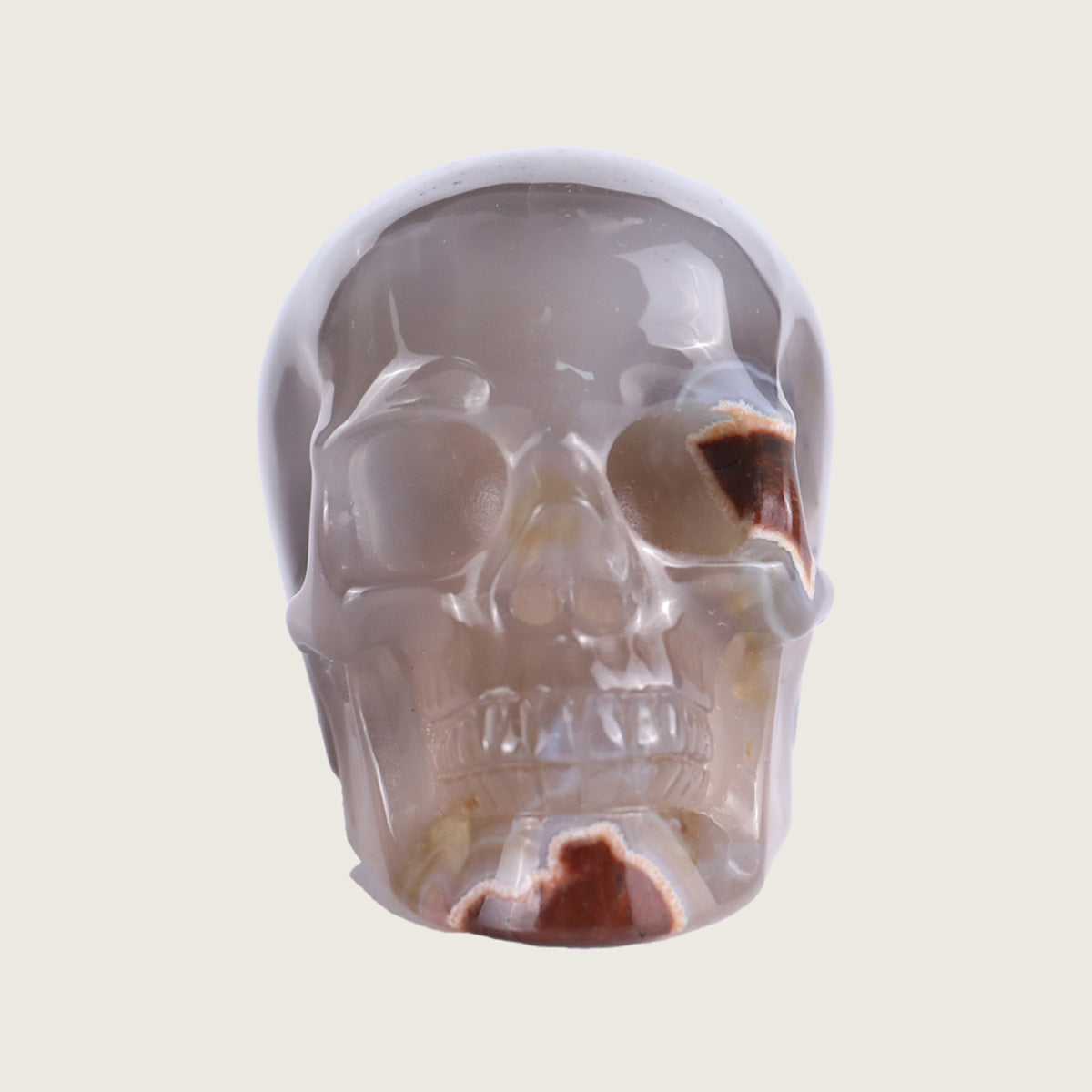 2.2" Volcanic Agate Human Skull Carving  #SKH22014