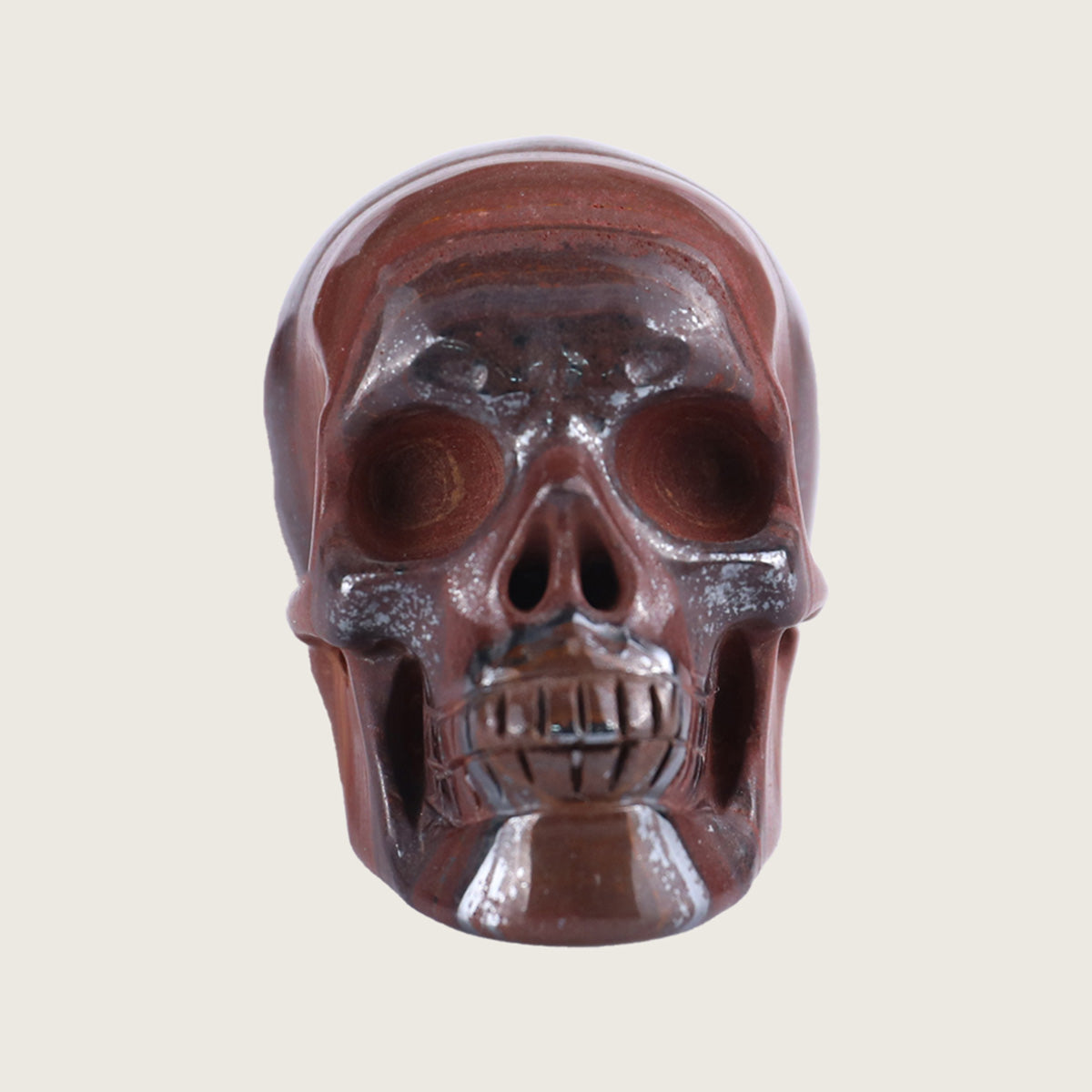 2.2" Tiger Iron Human Skull Carving  #SKH22013