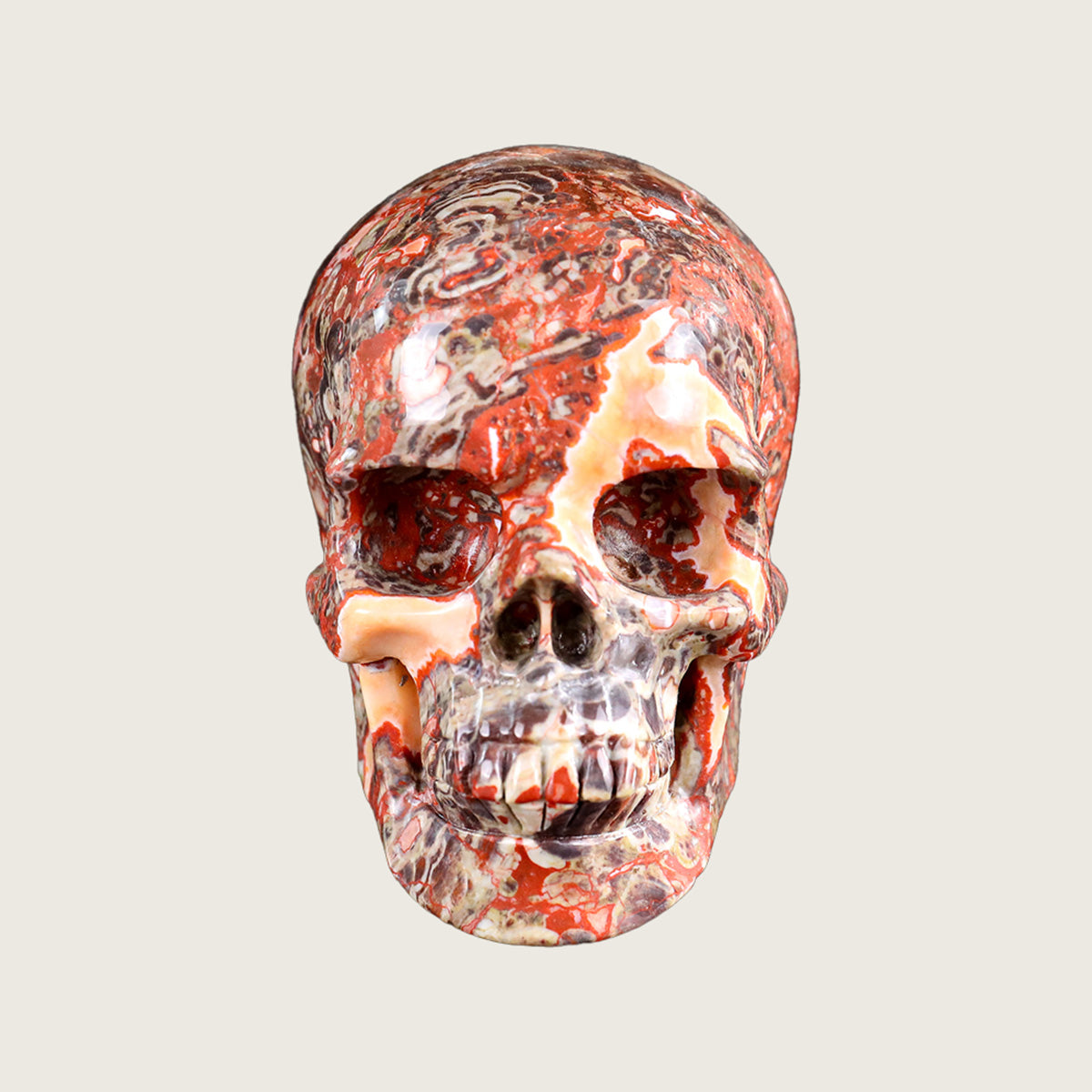 4.5" Coin Agate Crystal Skull Carving  #SKH45008