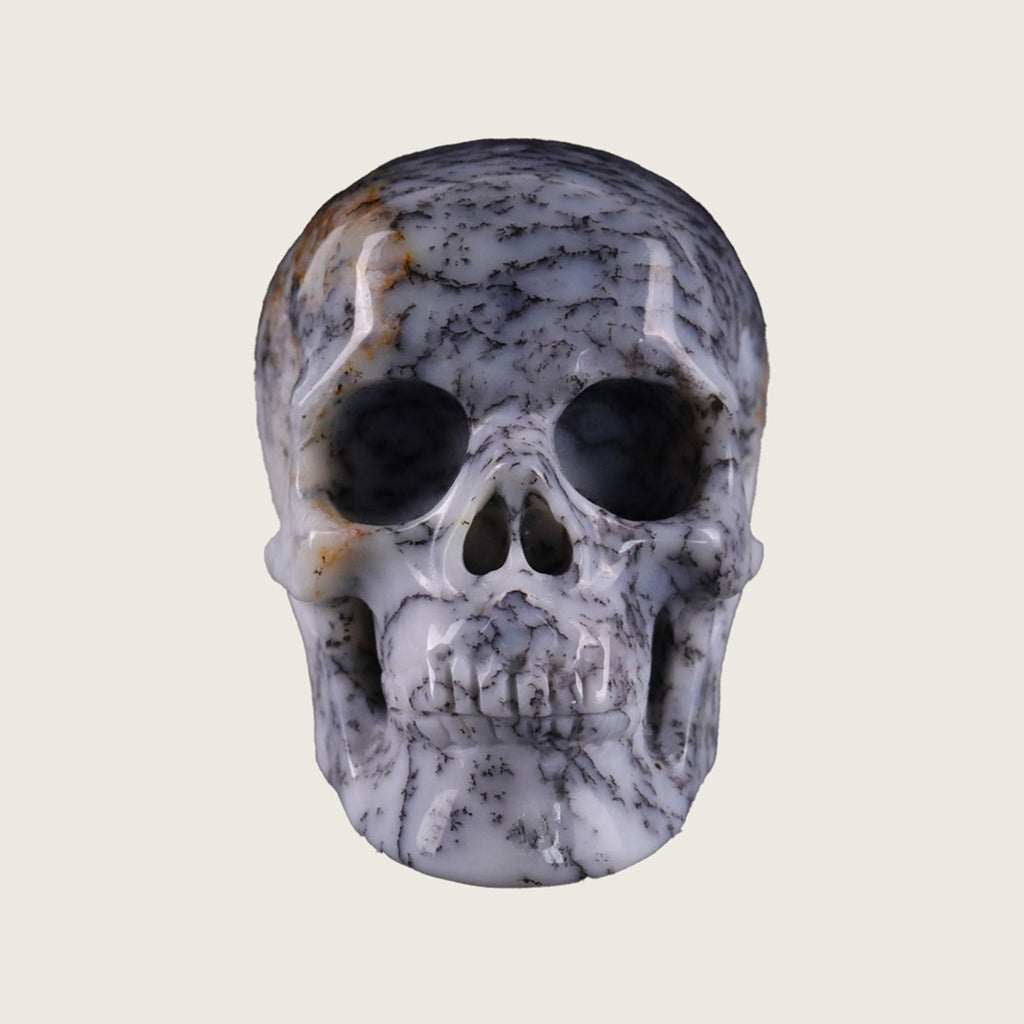 2.2" White Opal Crystal Skull Carving  #SKH22052