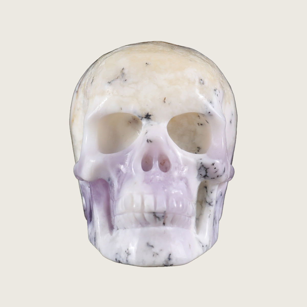 2.2" White Opal Human Skull Carving  #SKH22015
