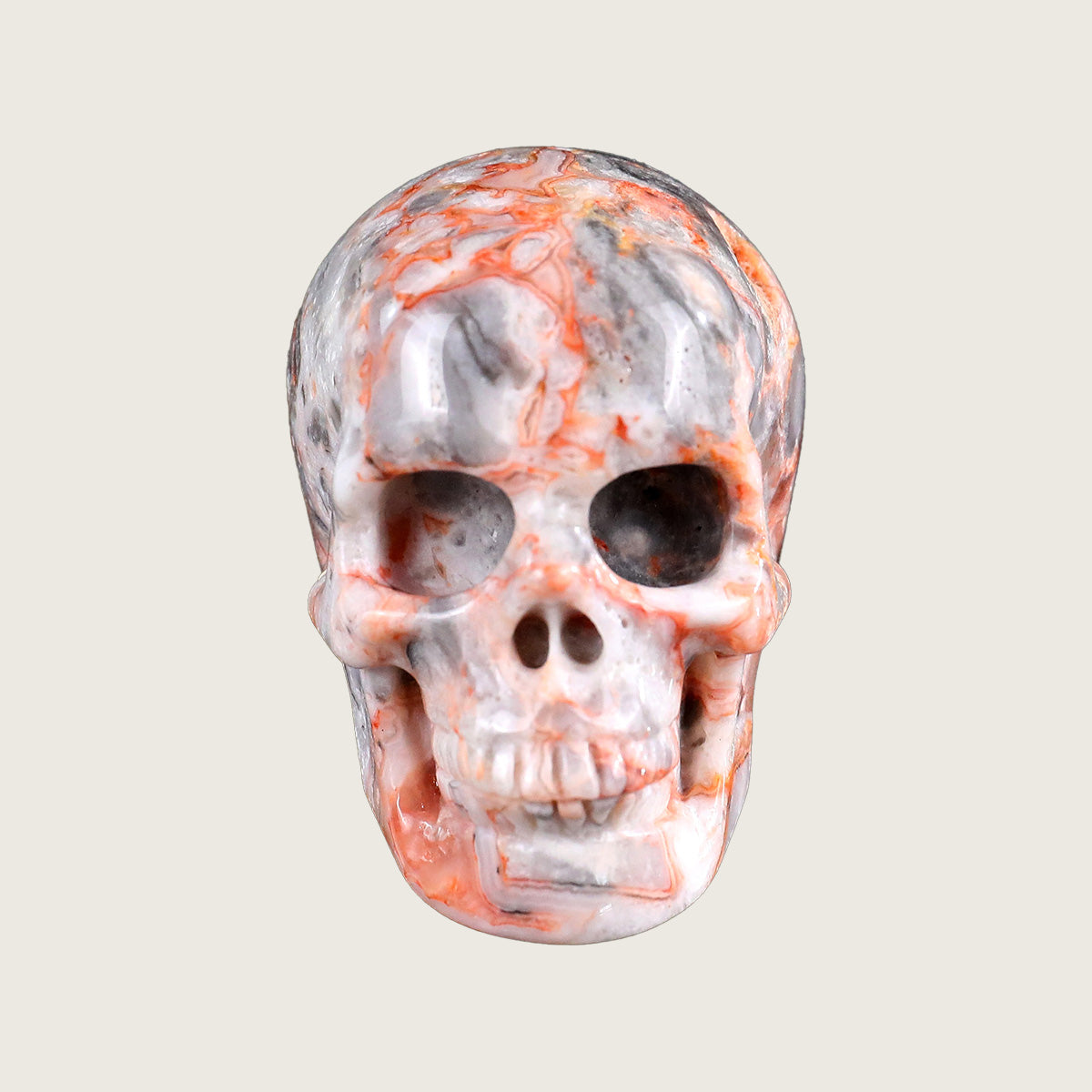 2.2" Crazy Agate Crystal Skull Carving  #SKHCA2201