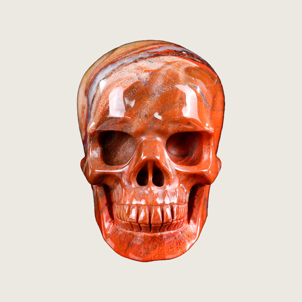 3.0" Red Jasper Human Skull Carving  #SKH30004