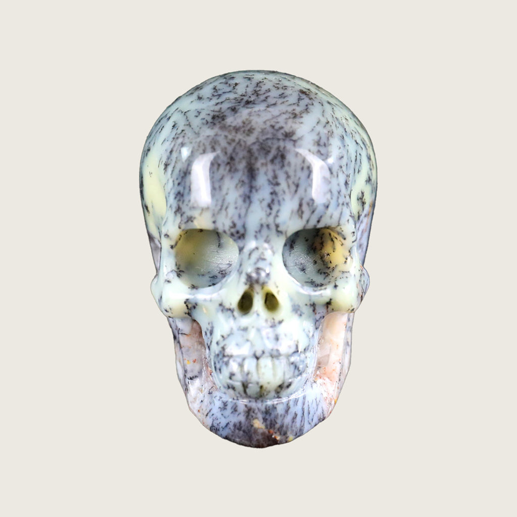 2.2" White Opal Human Skull Carving  #SKH22008