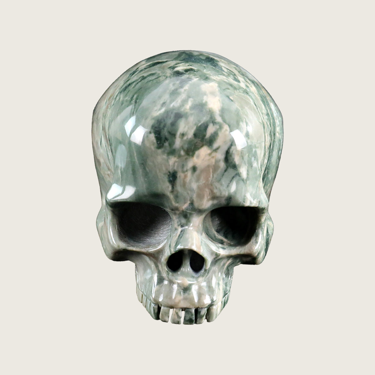 4.0" Nine Dragon Jade Jawless skull Carving  #CSC0015