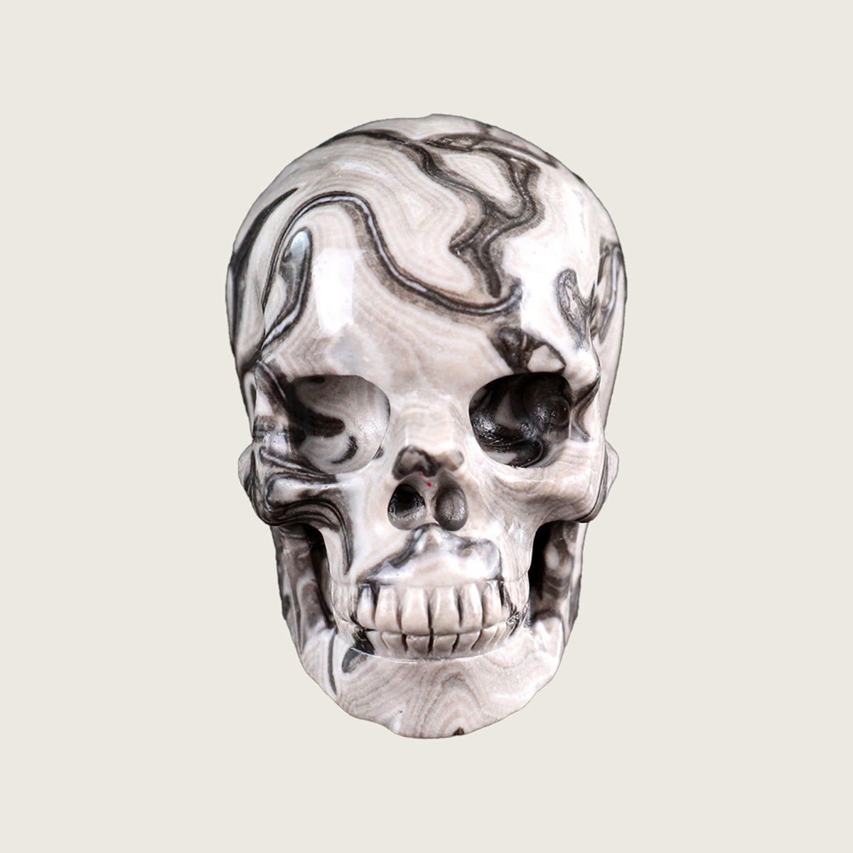3.0" Black Crazy Agate Crystal Skull Carving  #SKH30026
