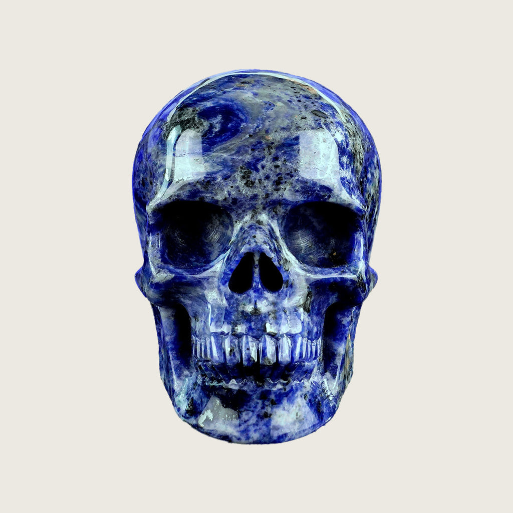 4.5" Sodalite Human Crystal Skull Carving  #SKHSL4501