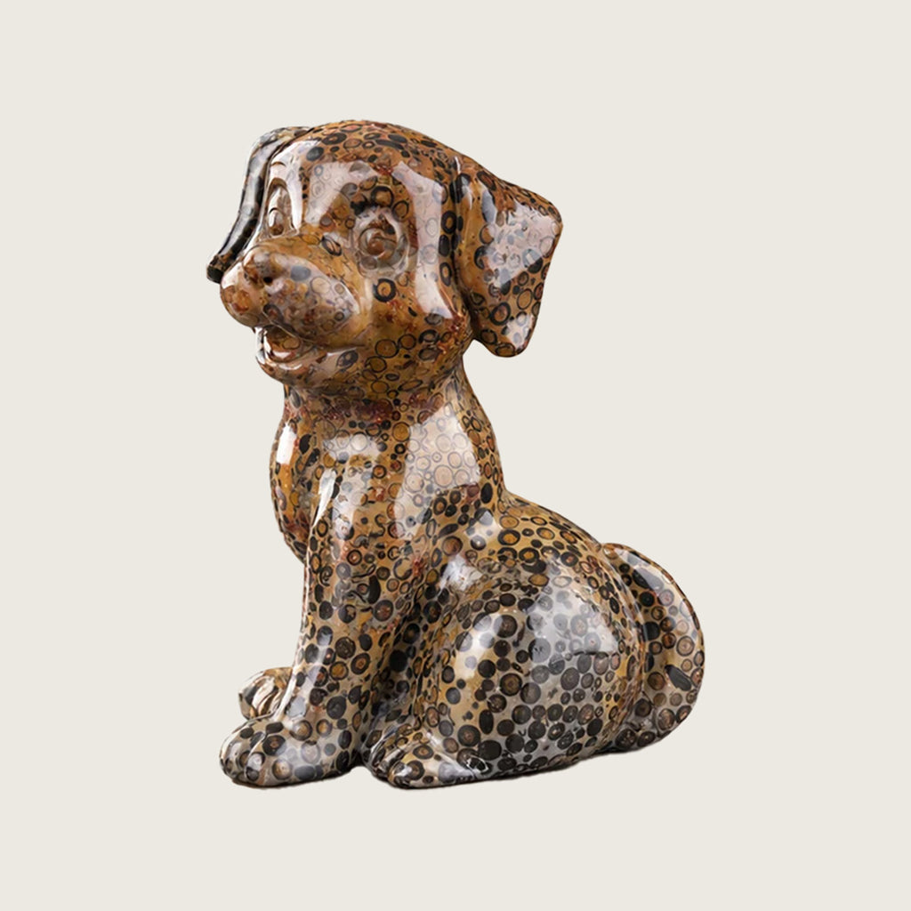 3.9" Leopard Skin Jasper Labrador Dog Carving  #CTC0043