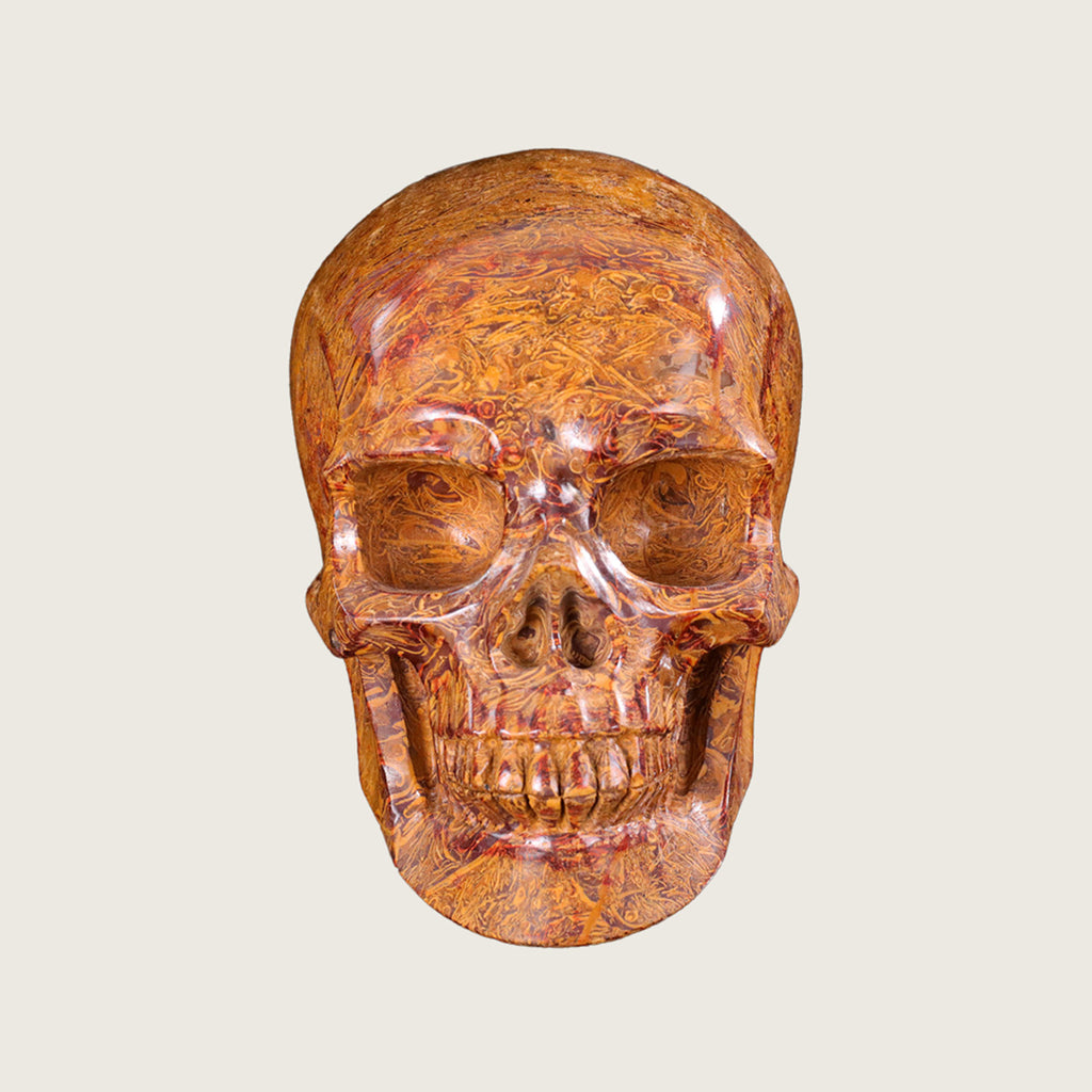 7.0" Elephant Skin Jasper Human Skull Carving  #SCS0015