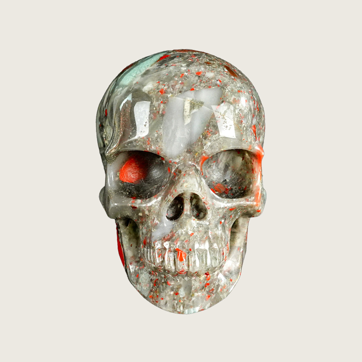 4.5" African Bloodstone Crystal Skull Carving  #SKH45022