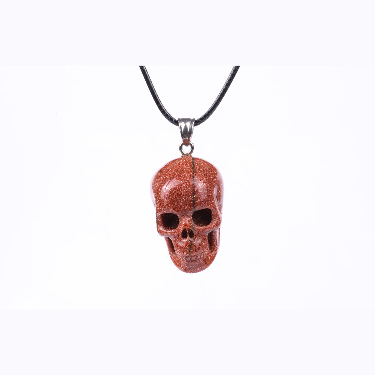 1.1" Goldstone Skull Pendant Carving  #CSC0049