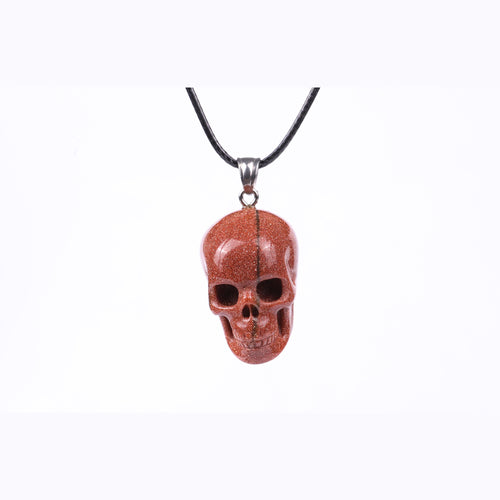 1.1" Goldstone Skull Pendant Carving  #CSC0049