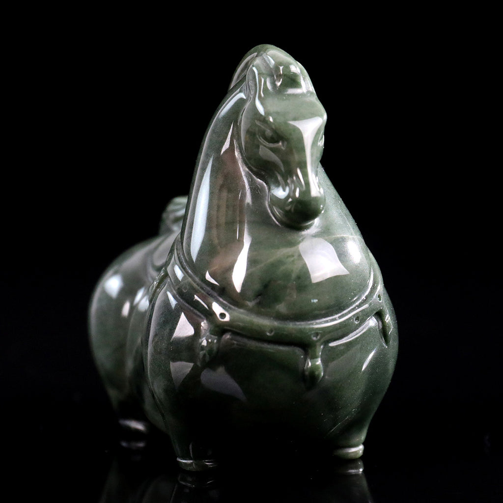 3.0" Jiulong Jade Tang Horse Carving  #CHA0023