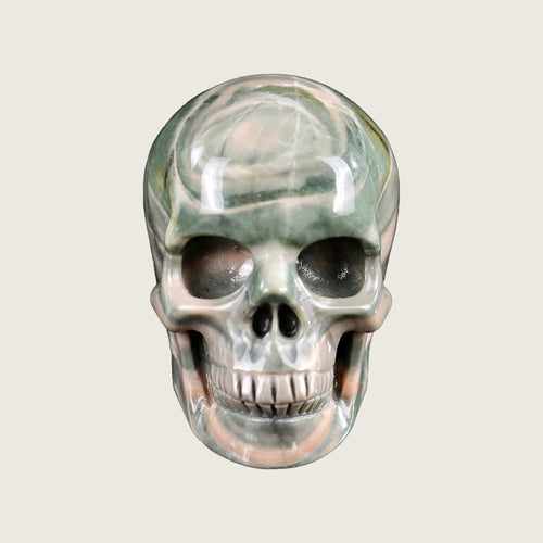 2.2" Nine Dragon Jade Human Skull Carving  #SKH22007