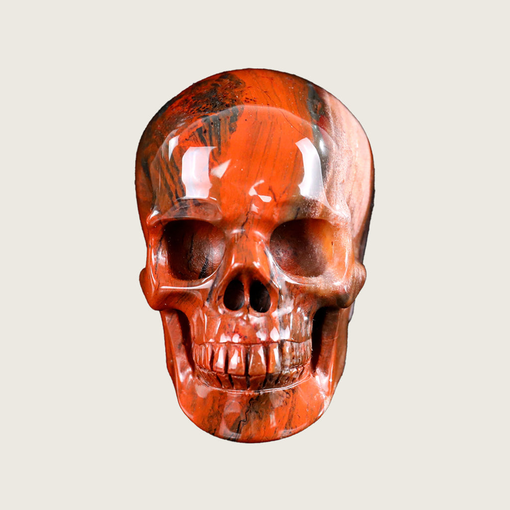 3.0" Red Jasper Human Skull Carving  #SKH30005