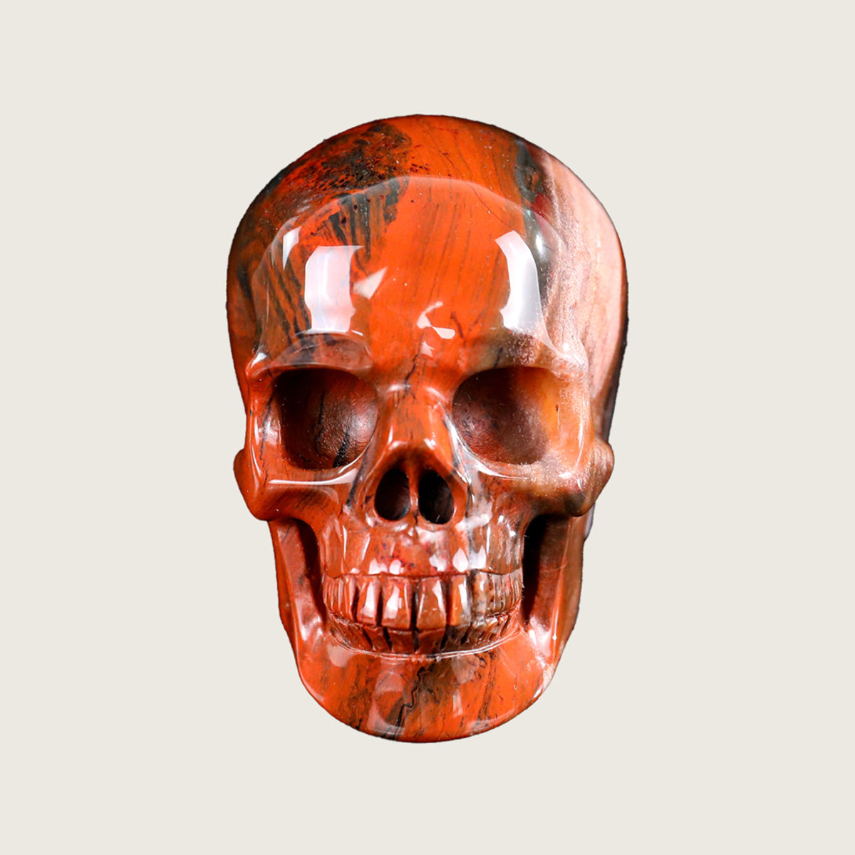 3.0" Red Jasper Human Skull Carving  #SKH30005