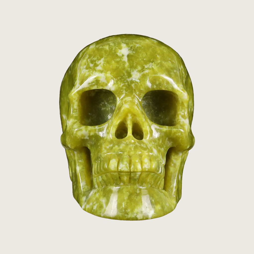 4.5" Xiuyan Jade Crystal Skull Carving  #SKH45014