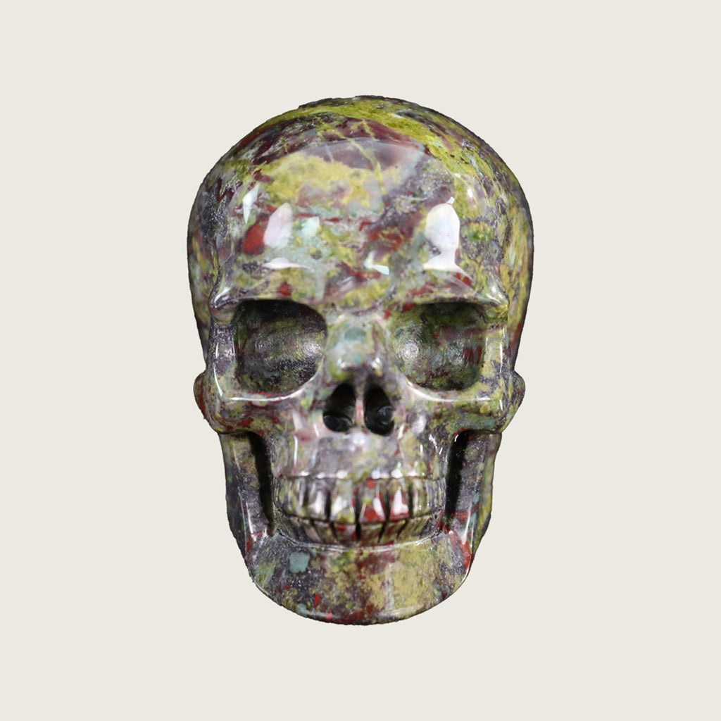 3.0" Dragon Blood Jasper Crystal Skull Carving  #SKH30054