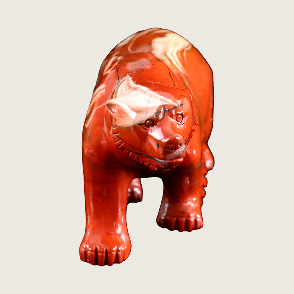 7.1" Red Jasper Polar Bear Carving  #CTC0023