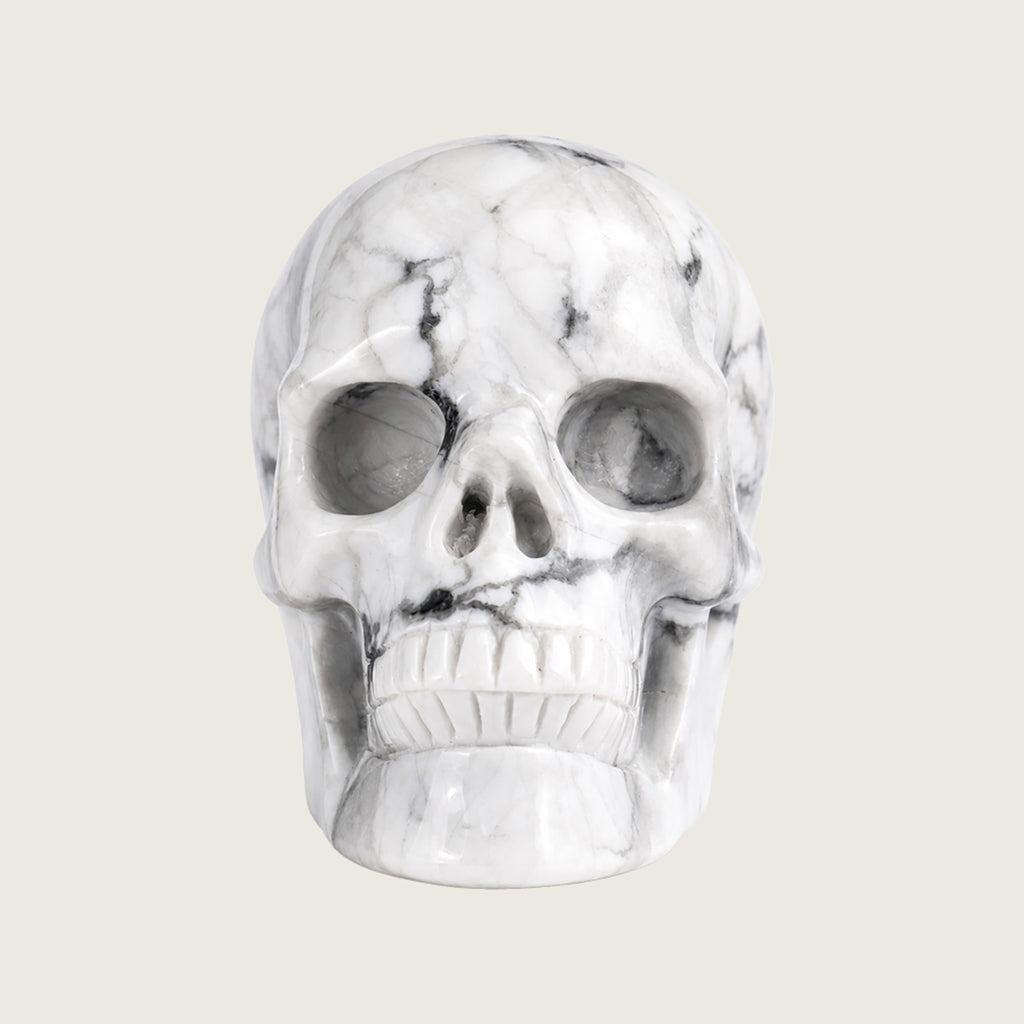 3.0" Howlite Crystal Skull Carving  #SKH30050