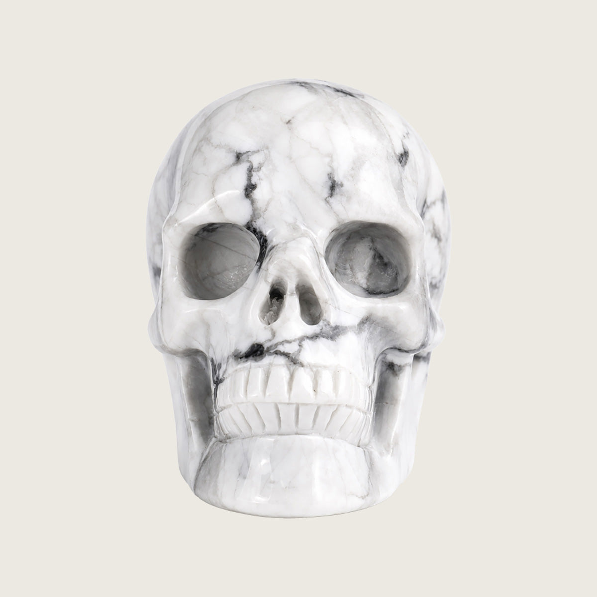 3.0" Howlite Crystal Skull Carving  #SKH30050