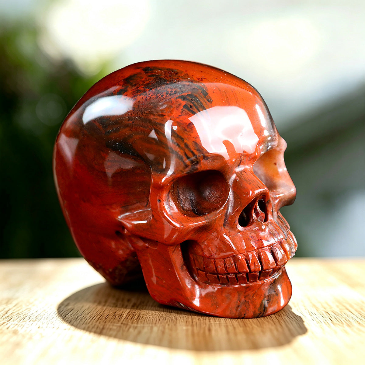 3.0" Red Jasper Human Skull Carving  #SKH30005