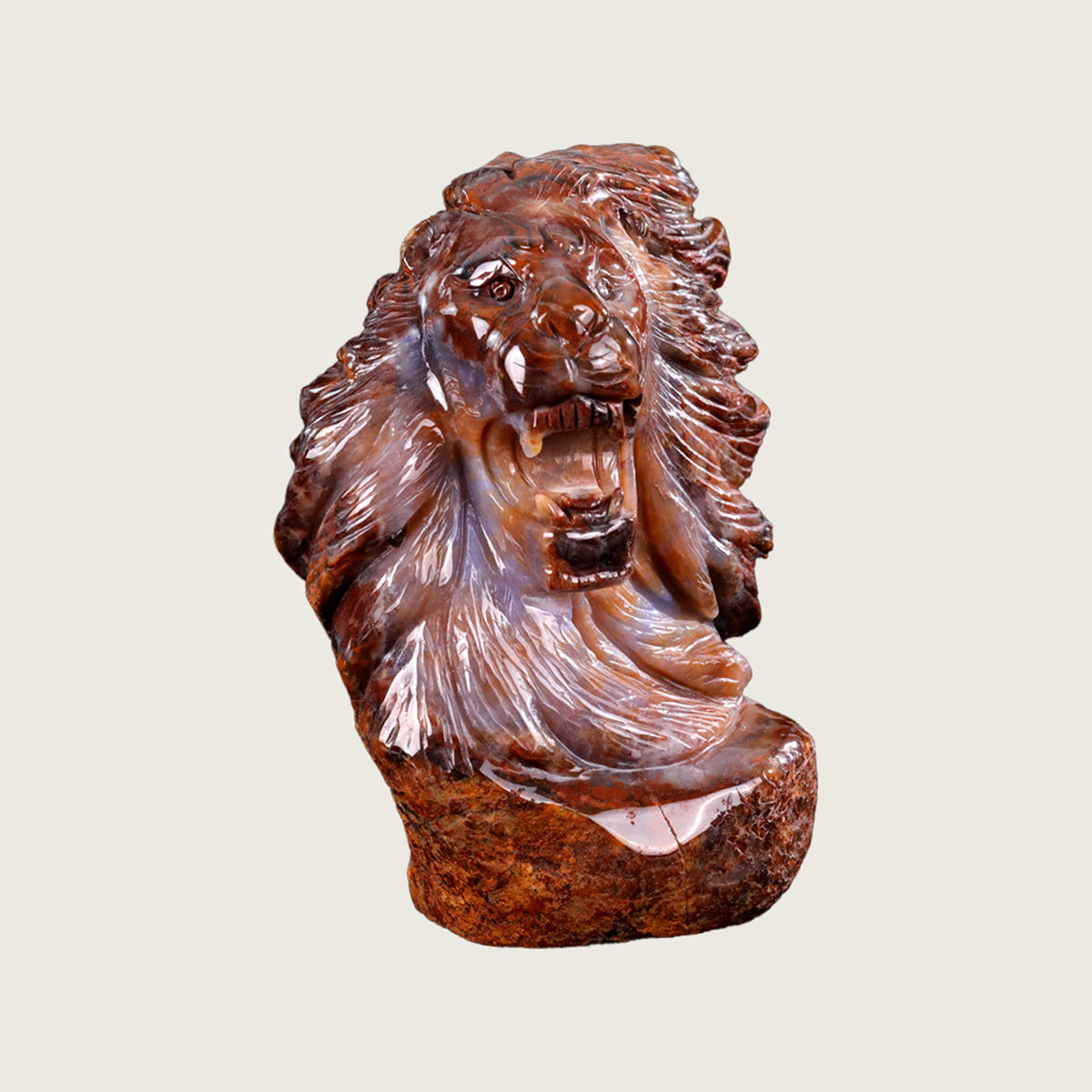 4.8" Chalcedony Jasper Lion Carving  #CTC0057