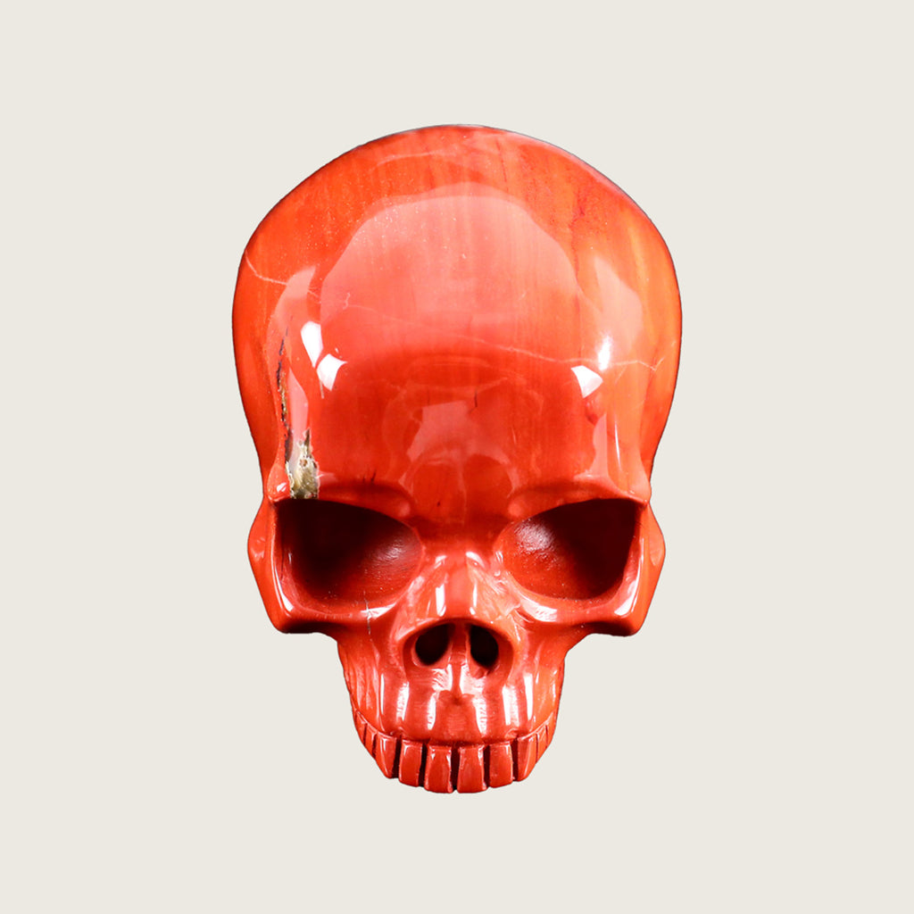 4.1" Red Jasper Jawless skull Carving  #CSC0016
