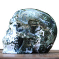 5.4" Moss Agate Human Skull Carving - Unique Piece #2100174