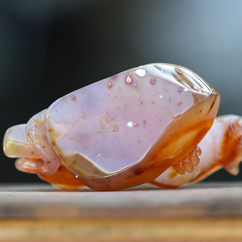 5.6" Red Agate Geode Tiger Carving - Unique Piece #2100176