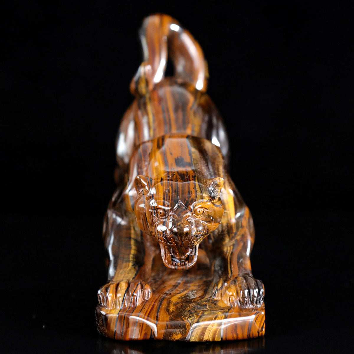 6.0" Golden Tiger Eye Tiger Carving  #CTC0076