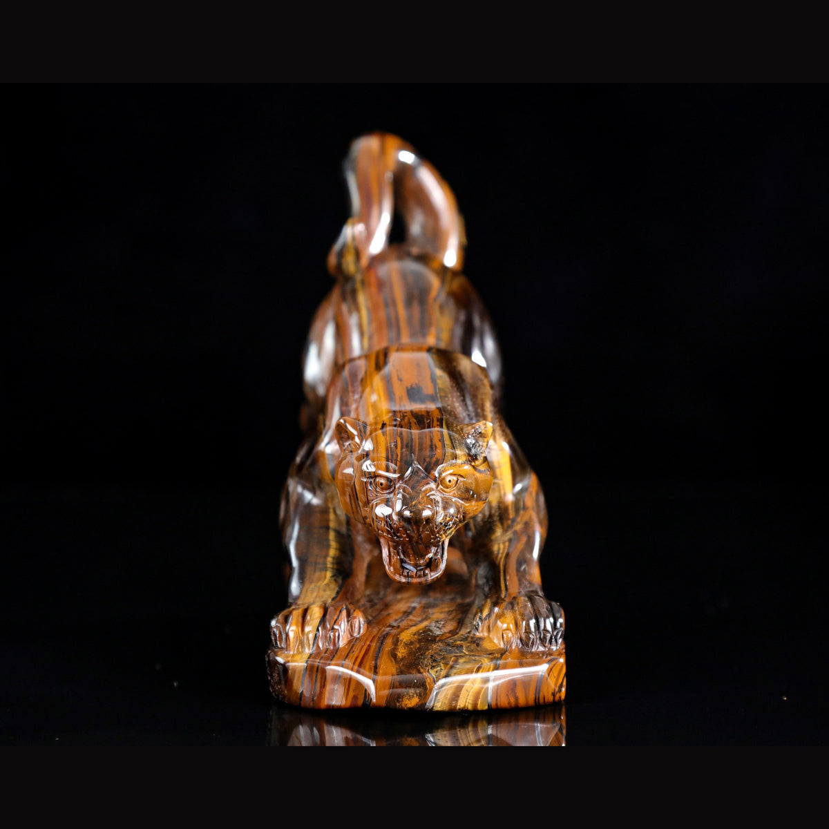 6.0" Golden Tiger Eye Tiger Carving  #CTC0075
