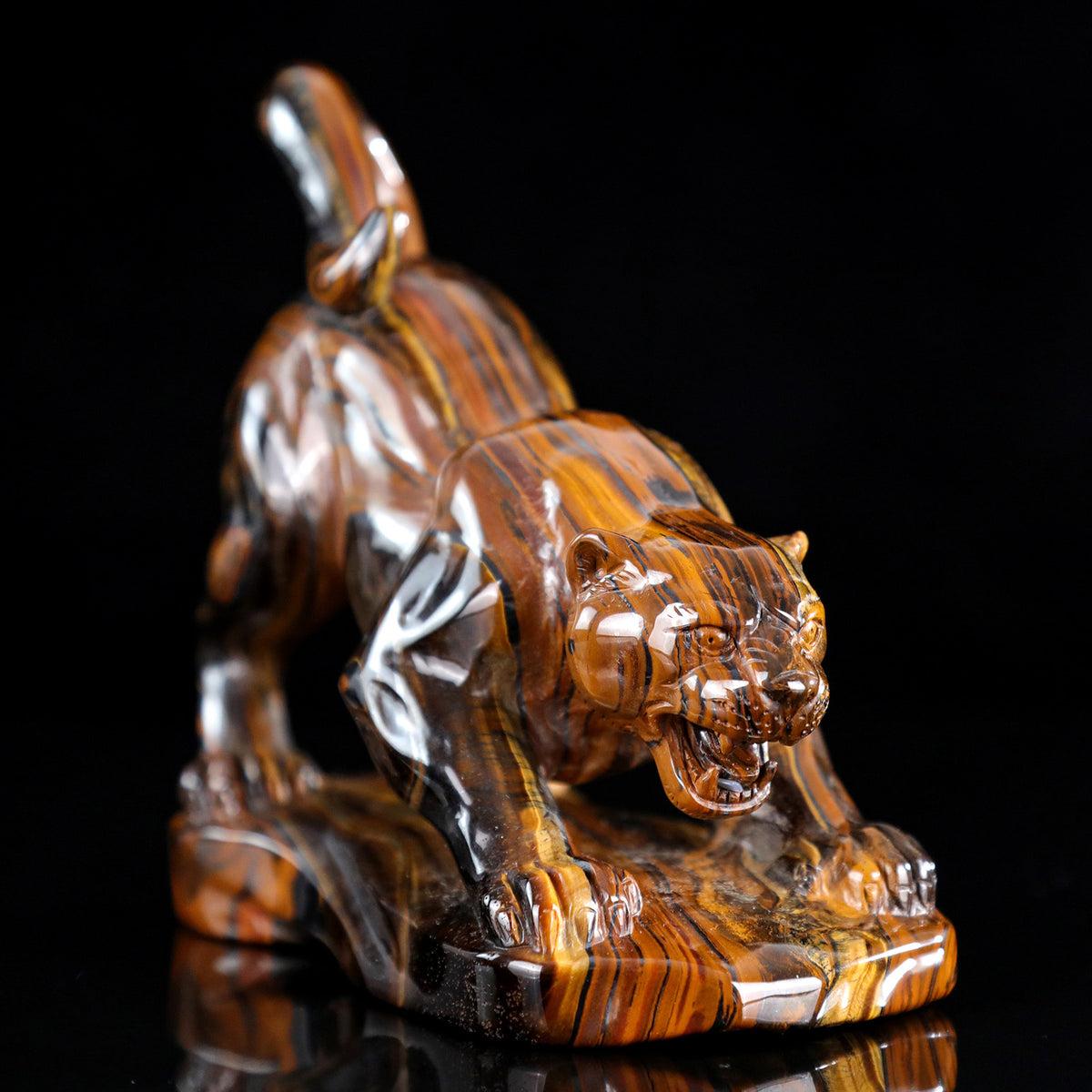 6.0" Golden Tiger Eye Tiger Carving  #CTC0076