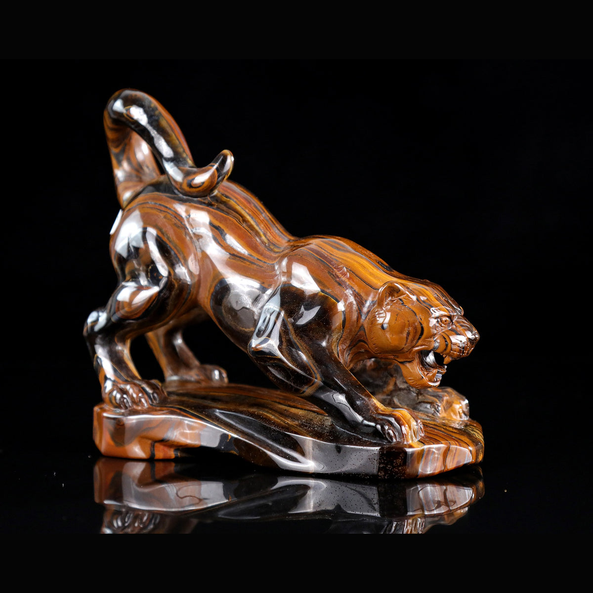 6.0" Golden Tiger Eye Tiger Carving  #CTC0075