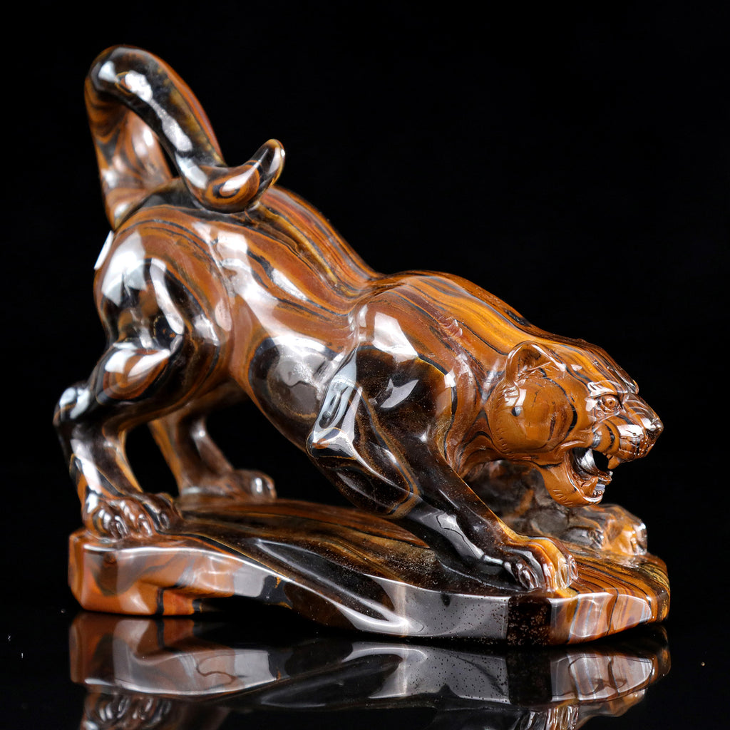 6.0" Golden Tiger Eye Tiger Carving  #CTC0076