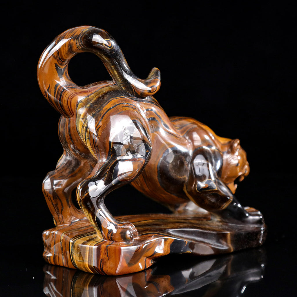 6.0" Golden Tiger Eye Tiger Carving  #CTC0076