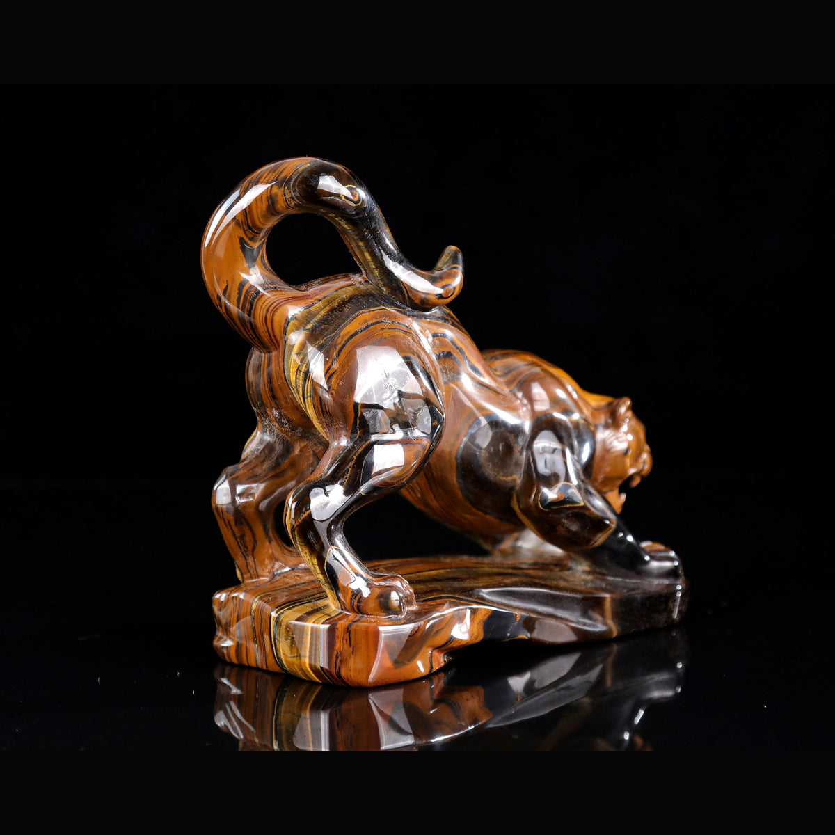 6.0" Golden Tiger Eye Tiger Carving  #CTC0075