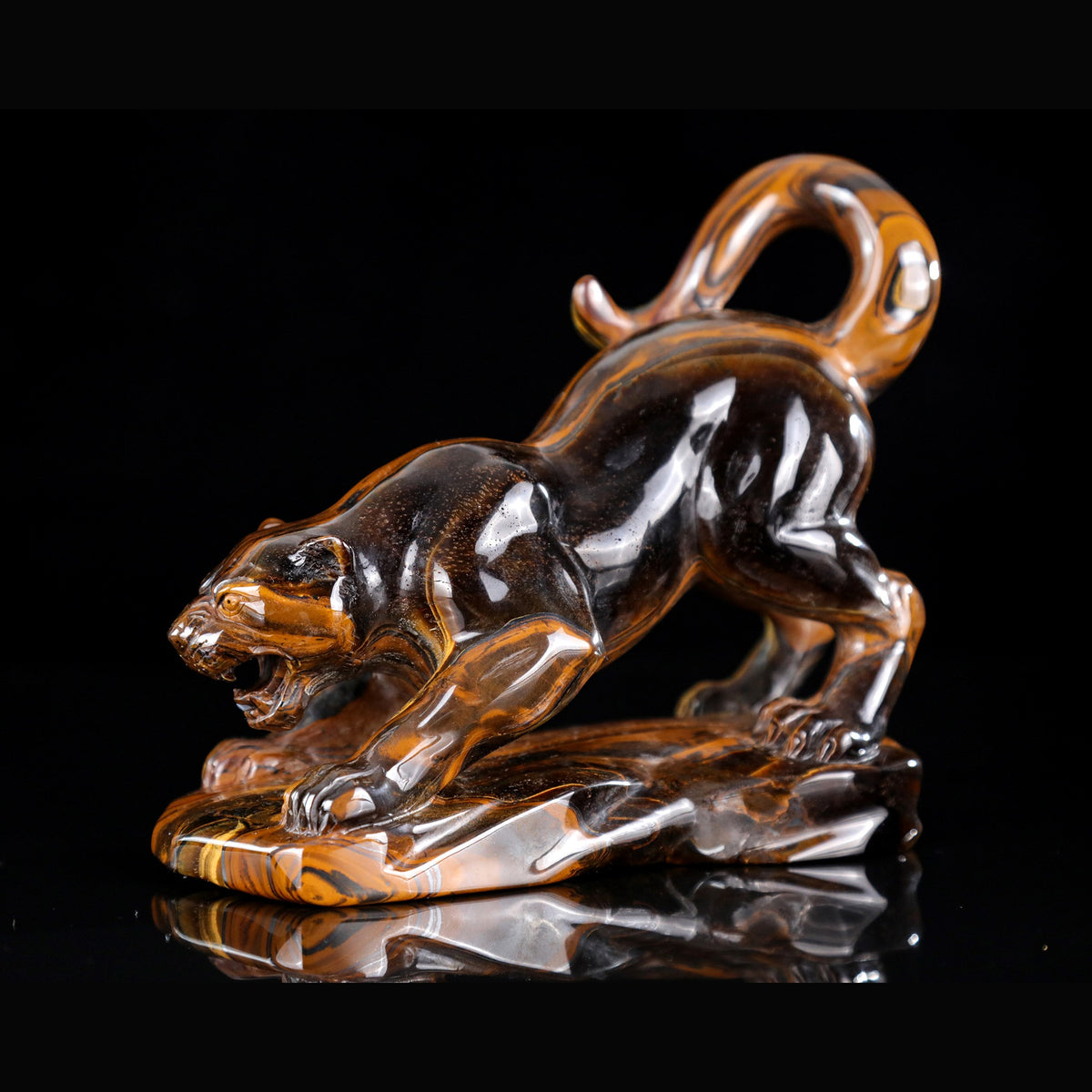6.0" Golden Tiger Eye Tiger Carving  #CTC0075