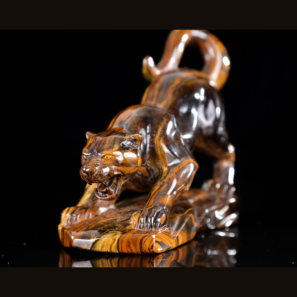 6.0" Golden Tiger Eye Tiger Carving  #CTC0075
