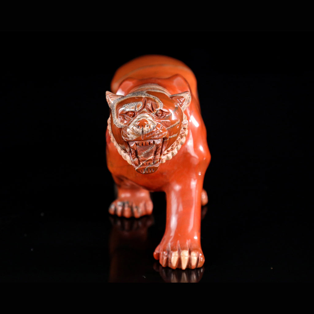 9.2" Red Jasper Tiger Carving  #CTC0077