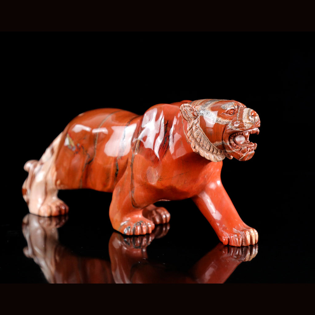 9.2" Red Jasper Tiger Carving  #CTC0077
