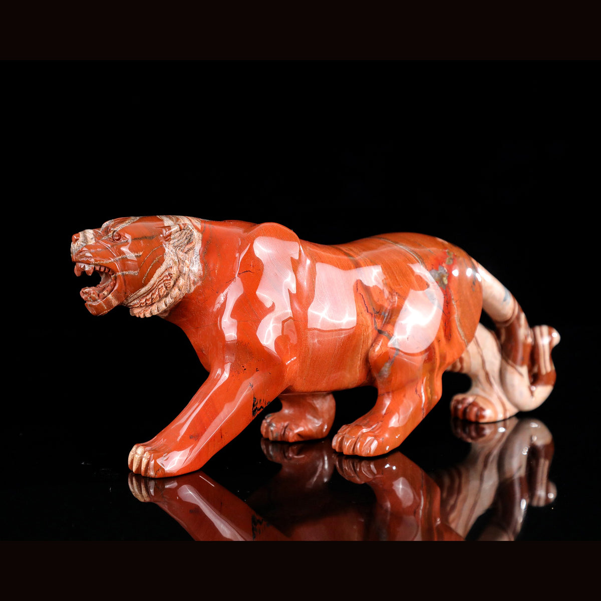 9.2" Red Jasper Tiger Carving  #CTC0076