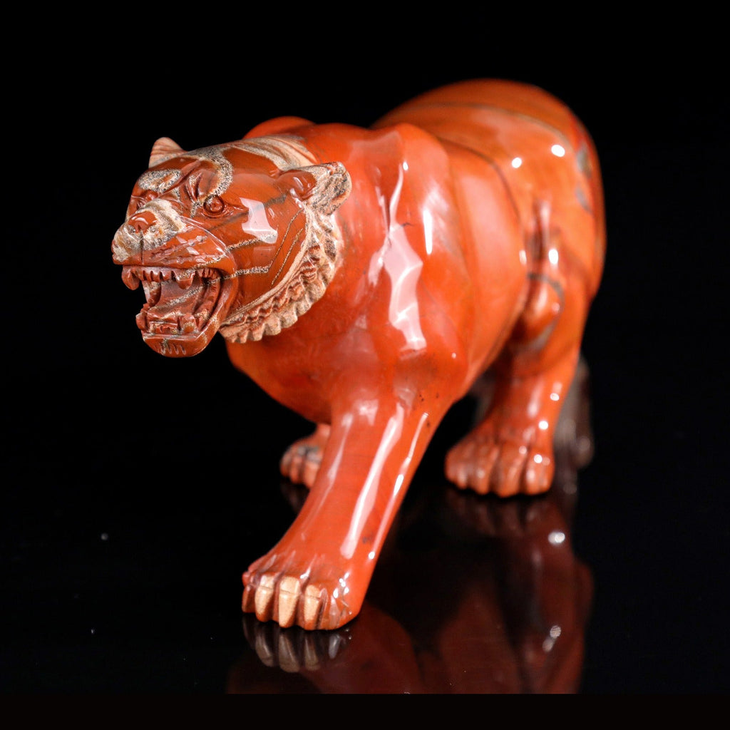 9.2" Red Jasper Tiger Carving  #CTC0077