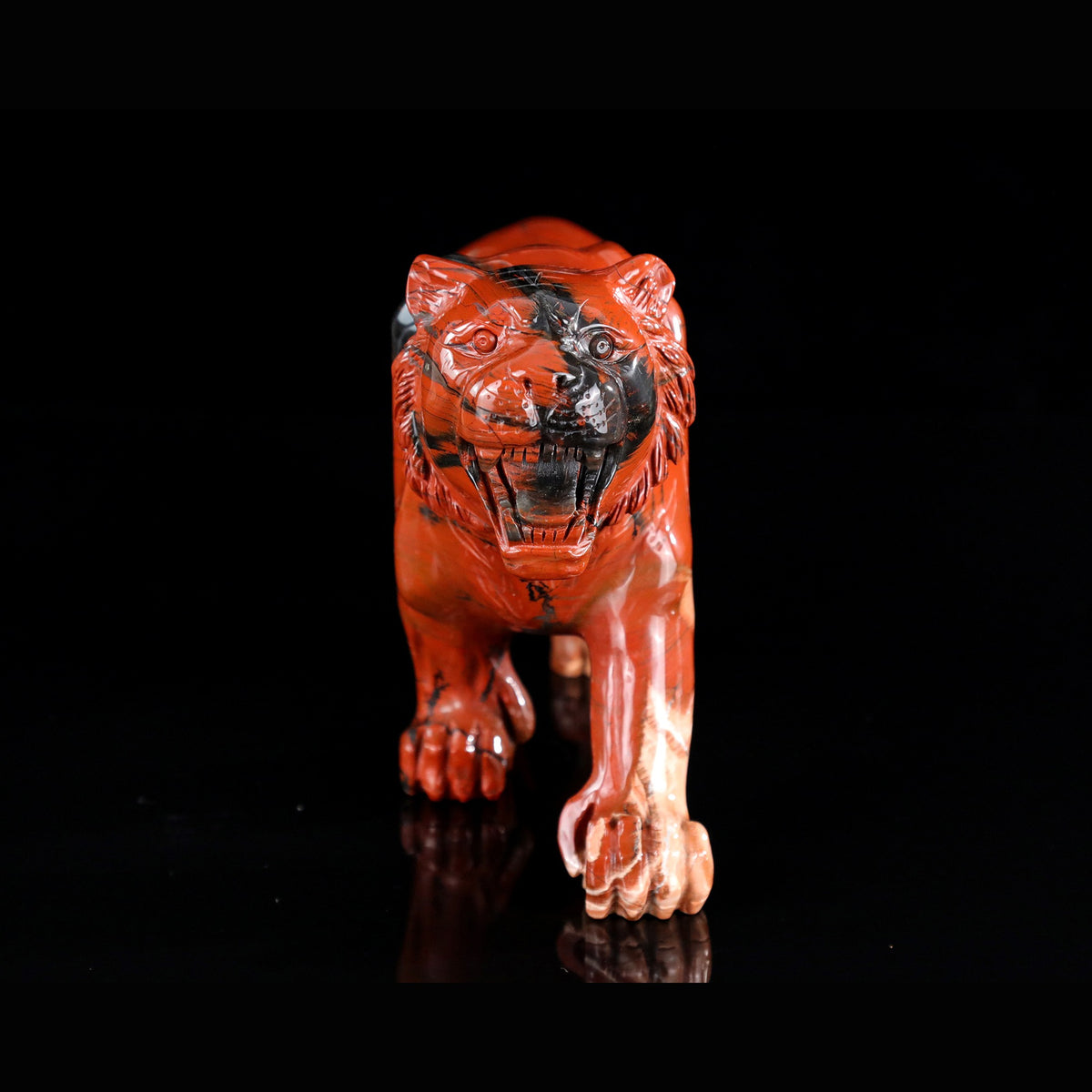 11.6" Red Jasper Tiger Carving  #CTC0077