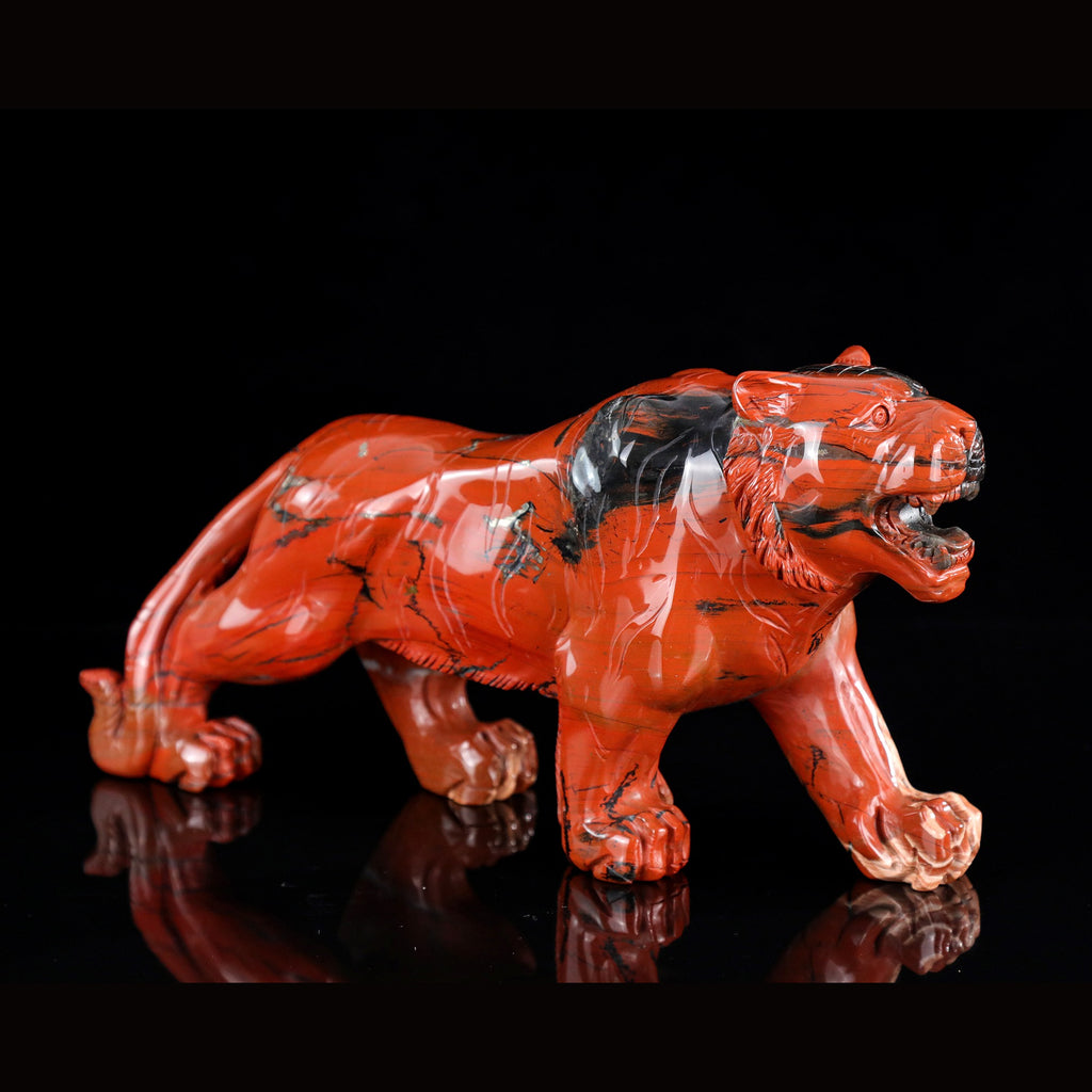 11.6" Red Jasper Tiger Carving  #CTC0078